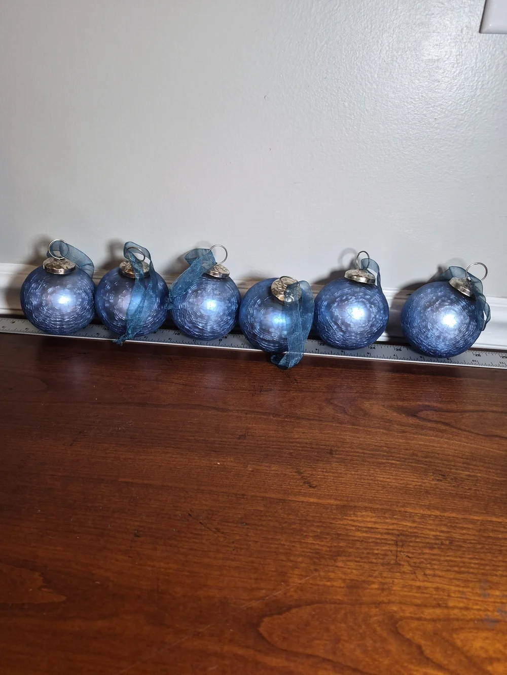 Hand-Crafted In India Set of 6 Holiday Ornaments - Blue